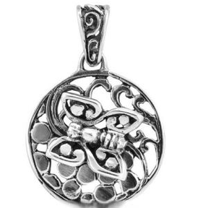 Sale! Beautiful filigree butterfly .925 pendant